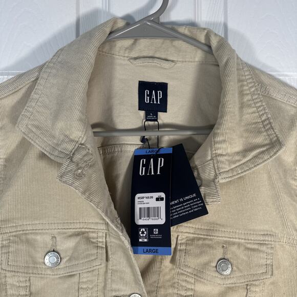Gap Women's Puff Sleeve Corduroy Jacket Size L Beige - Picture 7 of 11